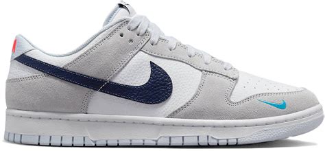 nike dunk low white grey navy aqua mini swoosh|nike dunk low mini swoosh.